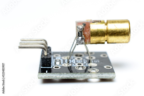 Laser diode with pins , electronics component, robotics, iot, arduino.
