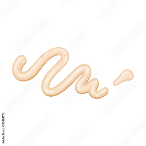 Burger sliced ingredient flat icon. Cartoon mayonnaise isolated vector illustration