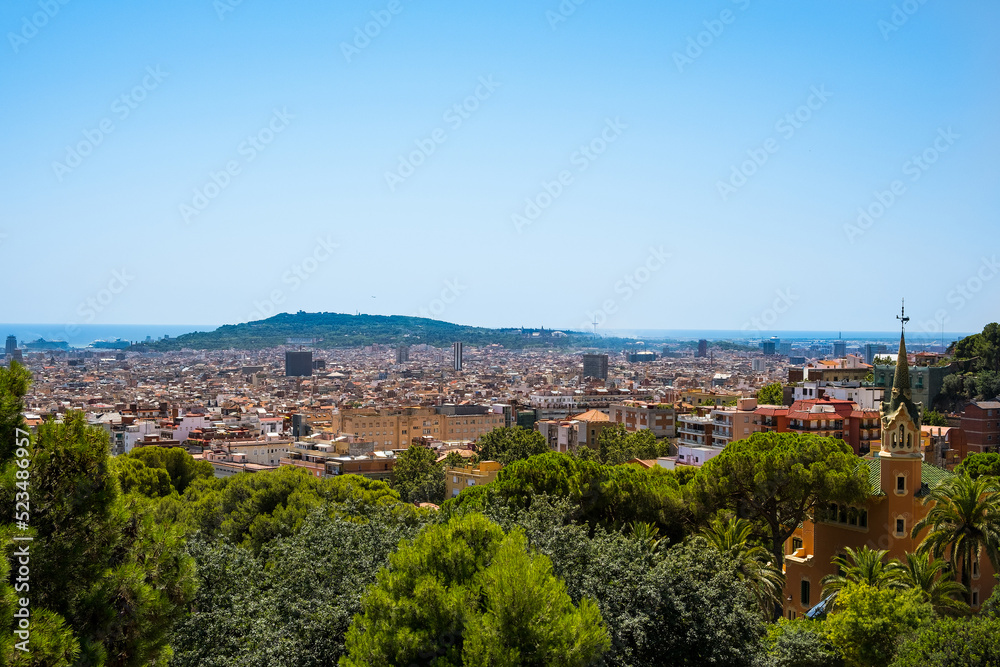 View of the Barcelona city from Park Guell