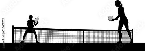 Tennis match silhouette sce...