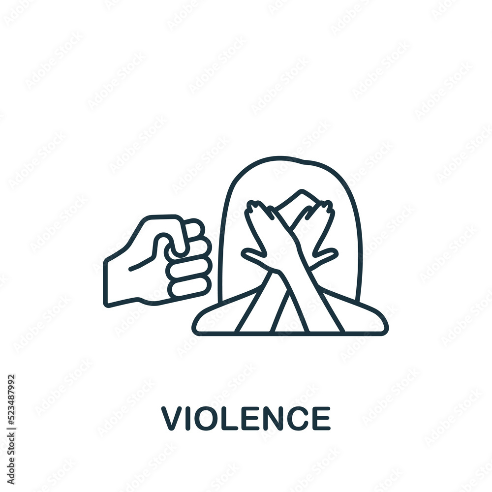 Violence icon. Monochrome simple line Harassment icon for templates, web design and infographics Violence icon. Monochrome simple line Harassment icon for templates, web design and infographics