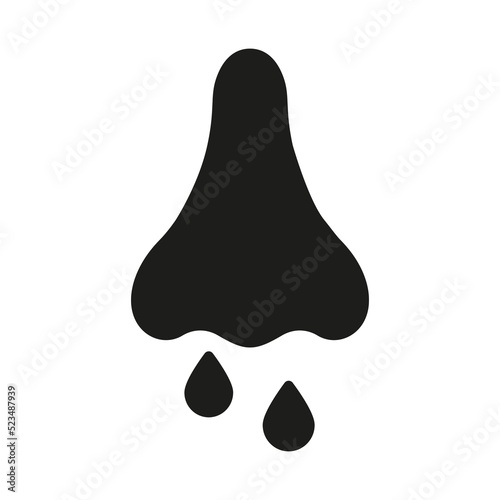 Runny Nose Line Icon. Coronavirus Symptom. Nosebleed, Nasal Mucus Silhouette Icon. Sinusitis Symptom, Snot, Allergy Cold Glyph Pictogram. Isolated Vector Illustration