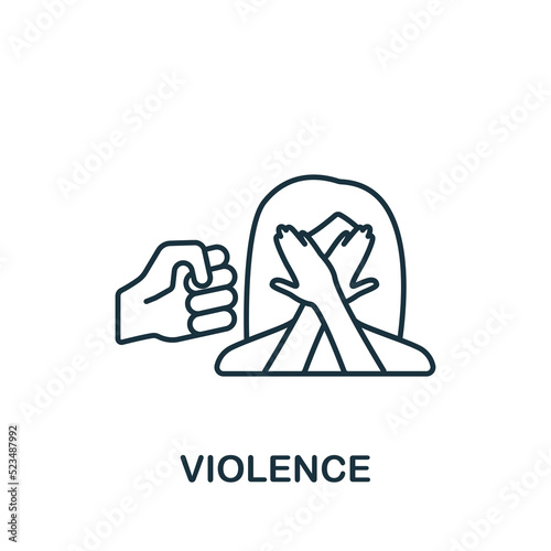 Violence icon. Monochrome simple line Harassment icon for templates, web design and infographics