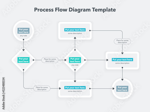Modern looking template for process flow diagram. Simple flat template for data visualization.