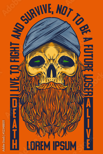 skull monk head mascot post...