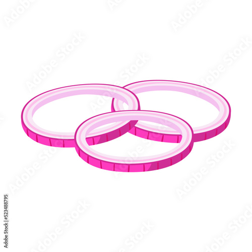 Burger sliced ingredient flat icon. Cartoon onion isolated vector illustration
