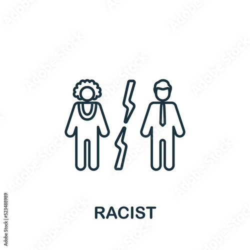 Racist icon. Monochrome simple line Harassment icon for templates, web design and infographics