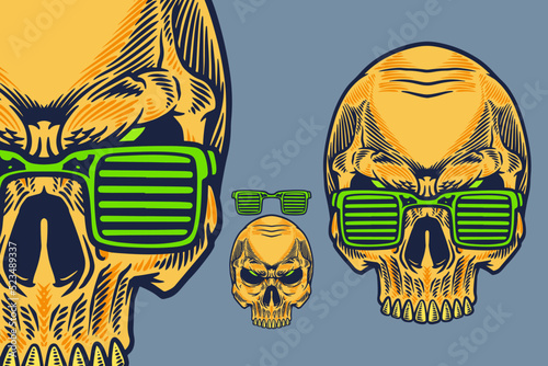 skull with glasses head mas...