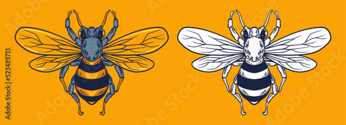 bee mascot vector illustration cartoon style