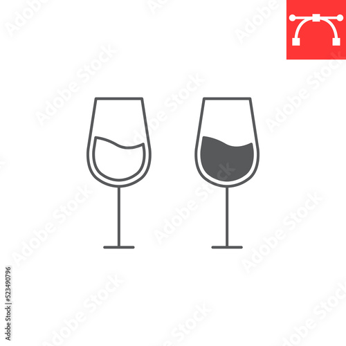 Wine glass line and glyph icon, drink and alcohol, glass of wine vector icon, vector graphics, editable stroke outline sign, eps 10.