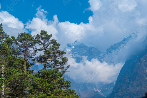 view of Himalayan Mountains from Nangkar Tshang View Point, Dingboche, Sagarmatha national park, Everest Base Camp 3 Passes Trek, Nepal. photo