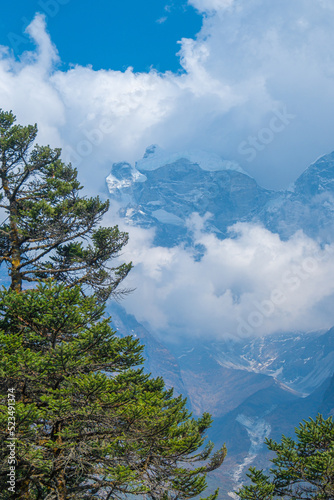 view of Himalayan Mountains from Nangkar Tshang View Point, Dingboche, Sagarmatha national park, Everest Base Camp 3 Passes Trek, Nepal. photo