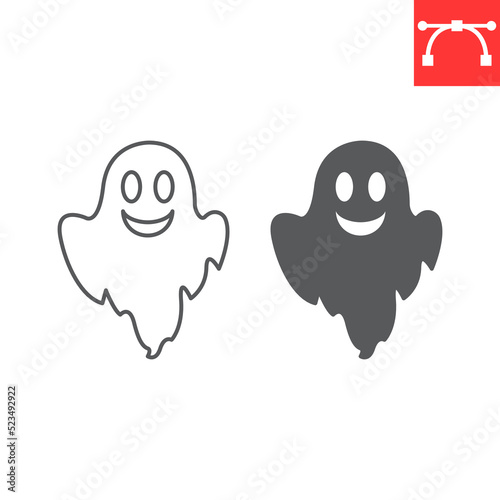 Ghost line and glyph icon, halloween and scary, ghost vector icon, vector graphics, editable stroke outline sign, eps 10.
