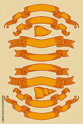 ribbon banner set vector il...