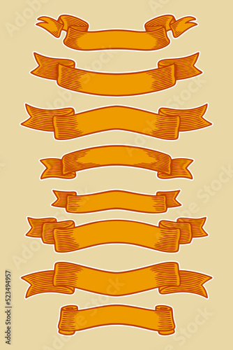 ribbon banner set vector il...