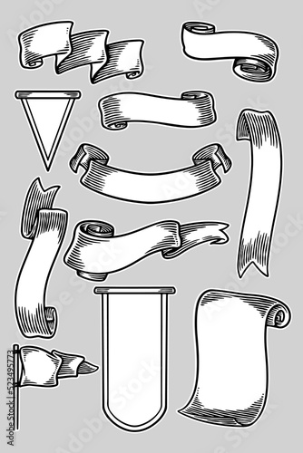 ribbon banner set vector il...