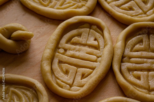 Canvas Print Uncooked mongolian traditional boov biscuits