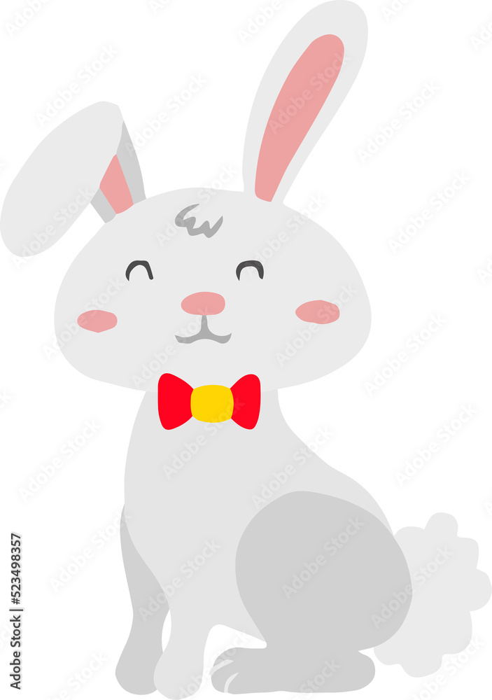 Obraz premium cute rabbit illustration on transparent background