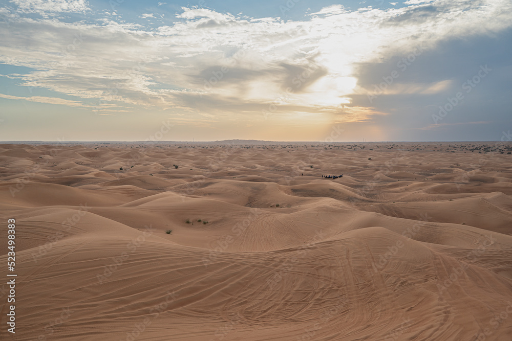 Dubai desert on sunset, united arab emirates, UAE.