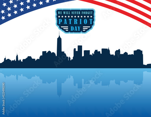 Patriot Day blue Background with New York City skyline, 911  Background, 9.11 patriot day background