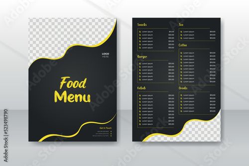 Restaurant food menu book design template