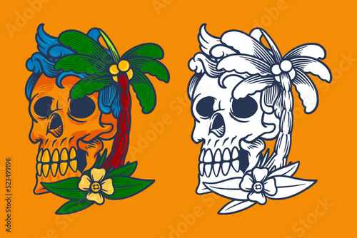 beach skull head vector ill...