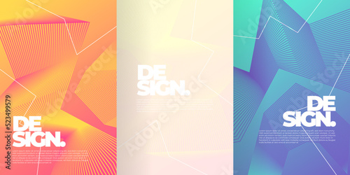 Vector set of abstract backgrounds with copy space for text and bright vibrant gradient colors - landscape with mountains and hills - vertical banners and background for social media stories, banner