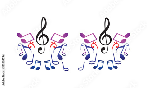 colorful music note background vector, music background vector