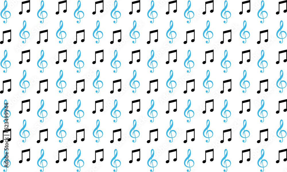 Abstract Music Notes Pattern Background Vector Illustration, Music Background Vector - obrazy, fototapety, plakaty 