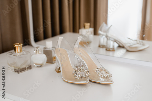 wedding shoes on the table
