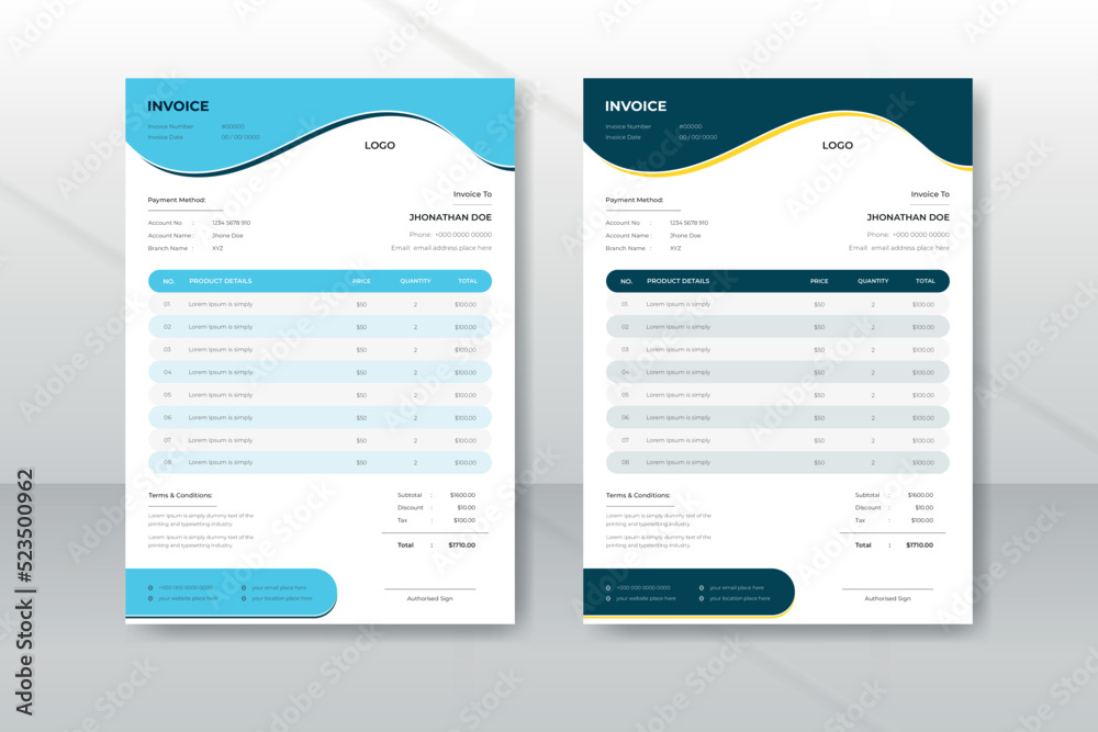 Simple modern business invoice template design Simple modern business invoice template design