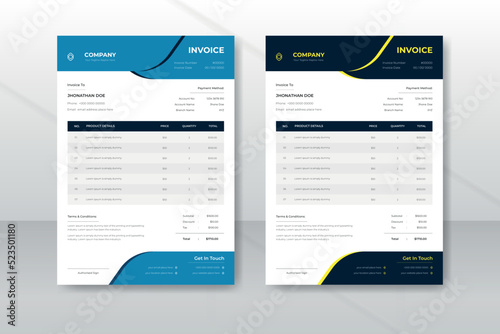 Simple modern business invoice template design photo