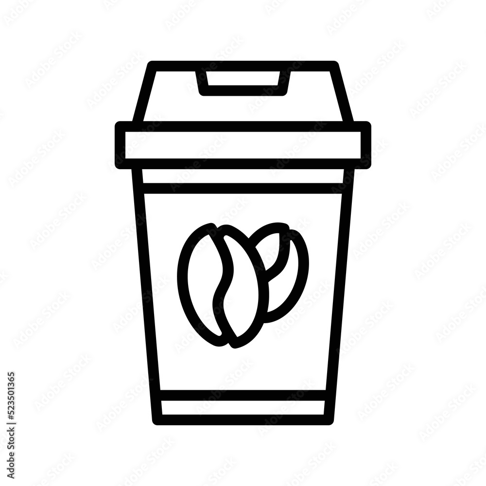 Coffee cup icon black outline vector Coffee cup icon black outline vector