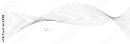 Vector abstract background with wave of flowing particles, smoke flowing light grey design, smooth and soft relaxing image.