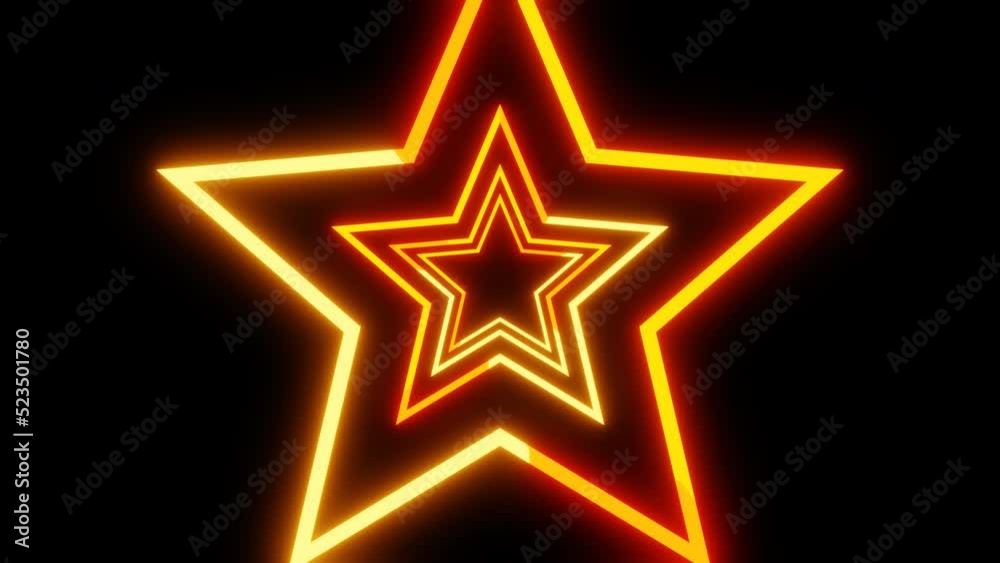 Abstract orange gradient neon stars tunnel animation on black background Abstract orange gradient neon stars tunnel animation on black background