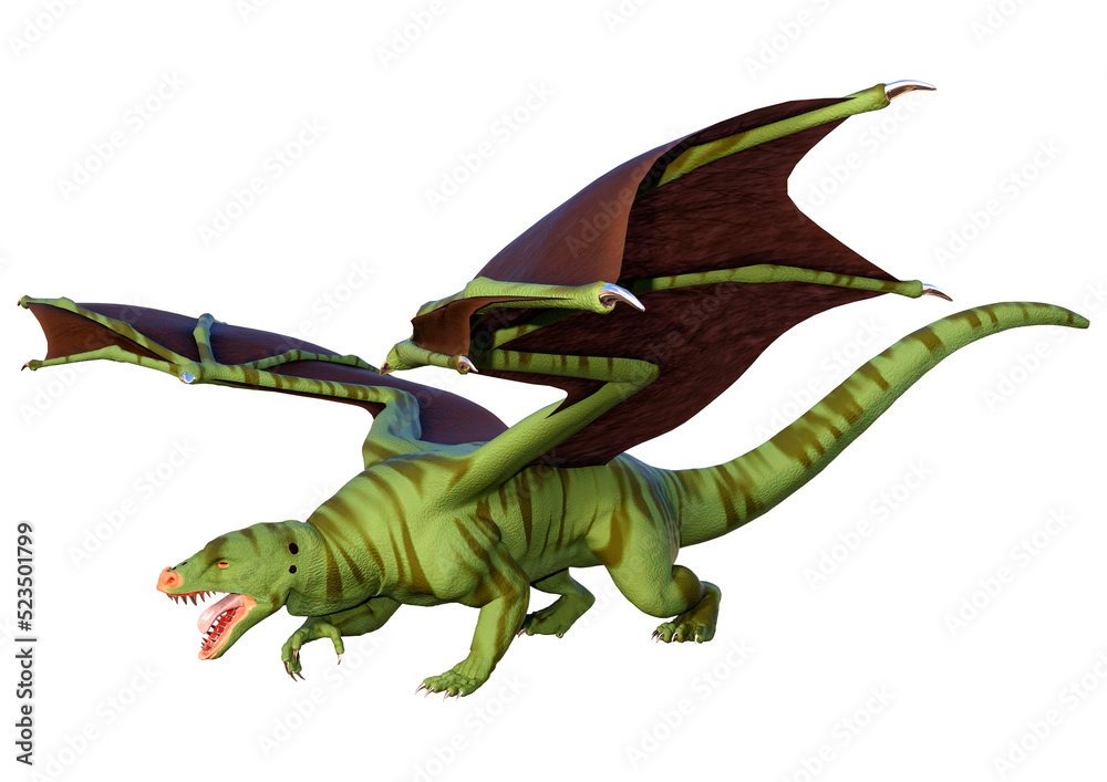 Fototapeta premium 3D Rendering Fairy Tale Dragon on White
