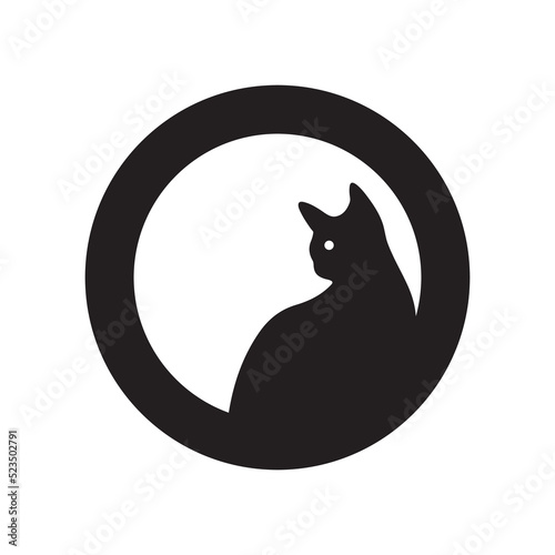 Circle cat animal logo design 