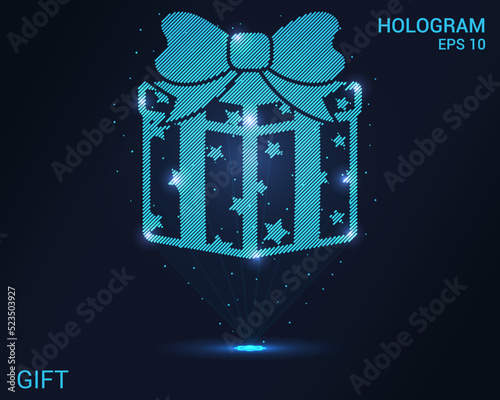 The hologram is a gift. A holographic projection is a gift. A shimmering stream of particle energy. Scientific design holiday.