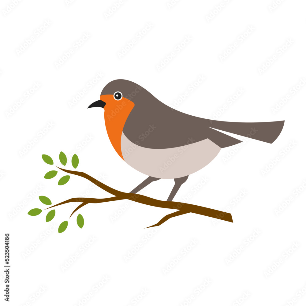 robin bird logo icon vector illustration in flat style robin bird logo icon vector illustration in flat style