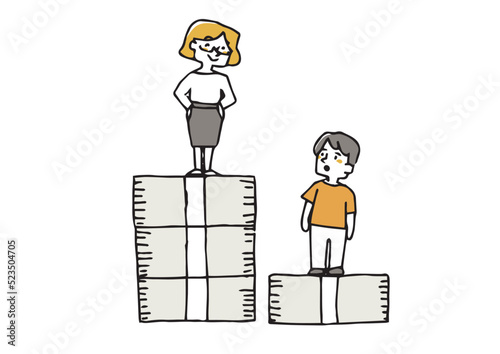 会社や職業によって収入が違う様子　教育格差における年収の差