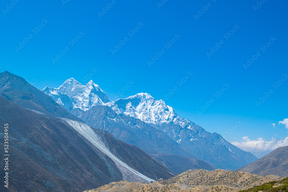 Dingboche village and mount Lhotse - trek to Everest base camp - Nepal Himalayas mountains