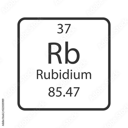 Rubidium symbol. Chemical element of the periodic table. Vector illustration.