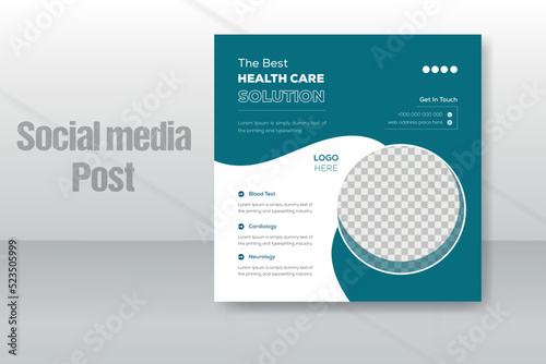 Creative modern medical healthcare social media post design or web banner template