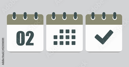 Vector icon page calendar number 2, agenda, done