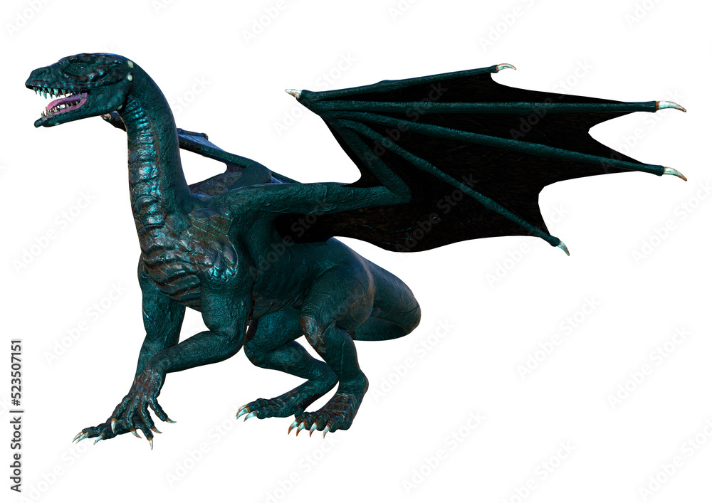 Fototapeta premium 3D Rendering Fairy Tale Dragon on White