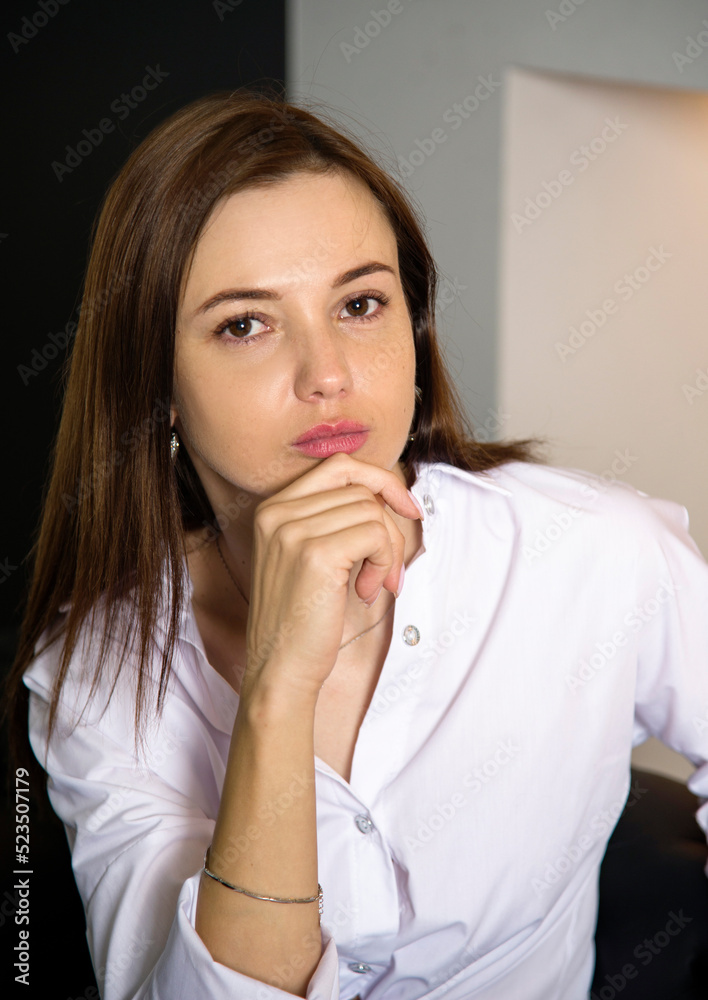 portrait of beautiful business woman thinking portrait of beautiful business woman thinking