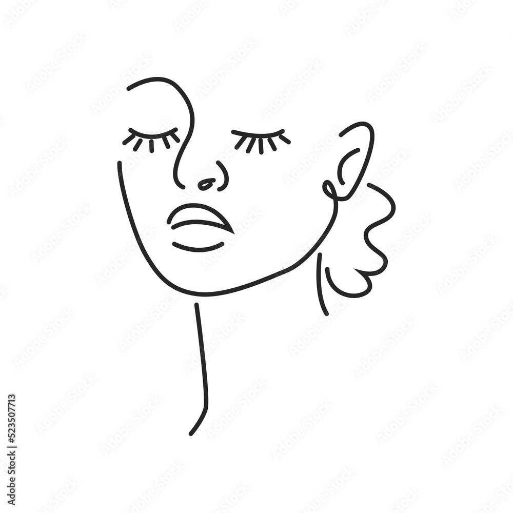 Woman face doodle in abstract design, trendy. Vector beautiful portrait, abstract doodle modern fashion vogue face with hairstyle. Lady head beauty minimalist, print graphics design style Woman face doodle in abstract design, trendy. Vector beautiful portrait, abstract doodle modern fashion vogue face with hairstyle. Lady head beauty minimalist, print graphics design style