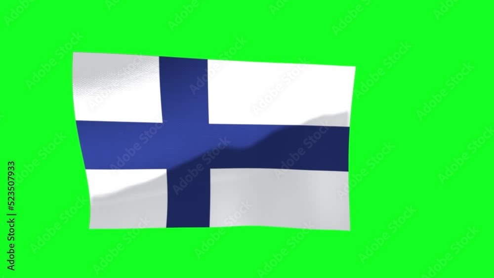 The national flag of Finland on green screen. 3D animation. 4K The national flag of Finland on green screen. 3D animation. 4K