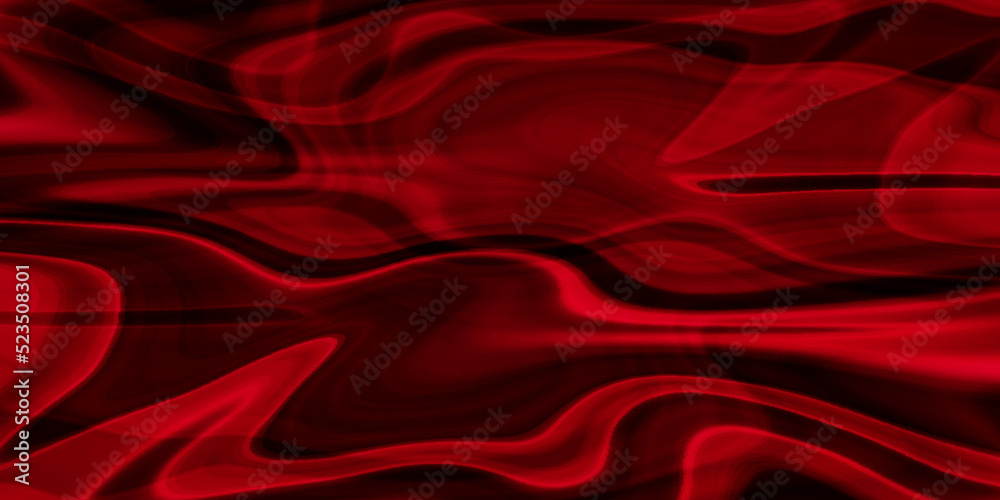 Red abstract background with neon light effect geometric lines, red silk fabric texture, modern swirl liquid marble texture, geometric wave line vector background, red background vector illustration.