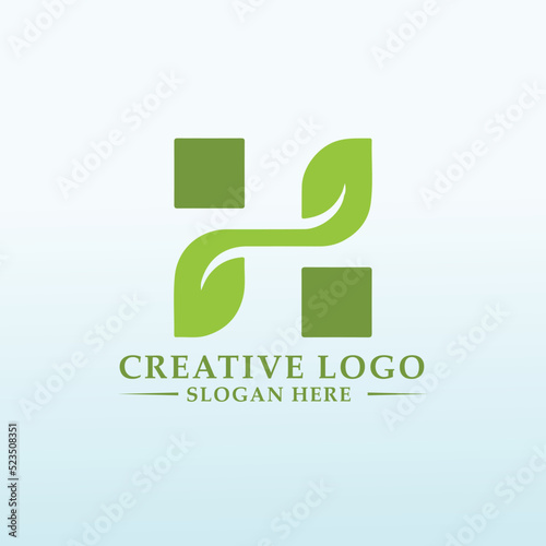 modern logo for an eco friendly digital finance firm letter H